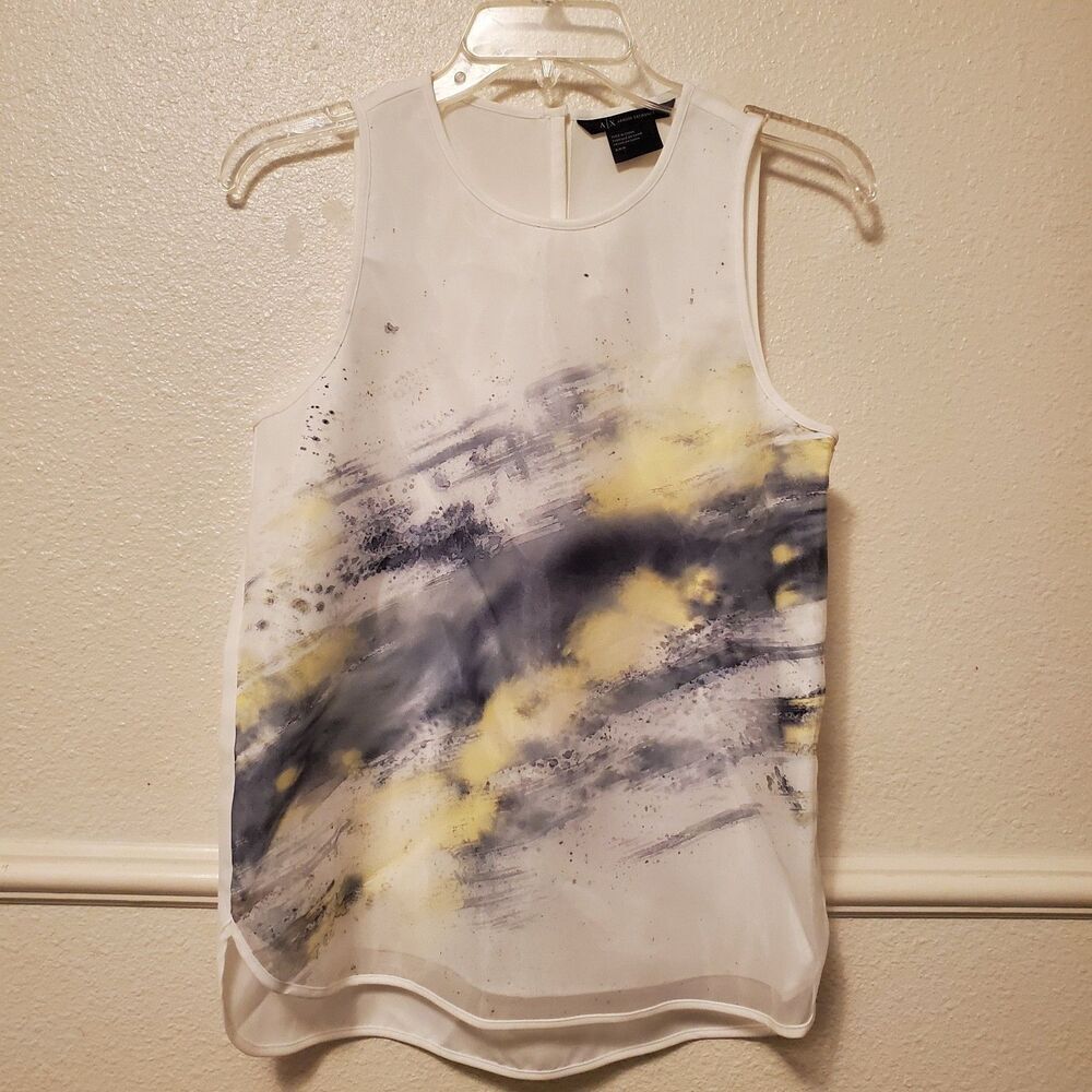 Armani Exchange AX‎ Tank Top White Lined Shirt Cami Tank Office Top Size Small